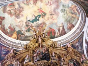 Dome decorated with fresco paintings in the Church of San Luis de los Francesa in Seville